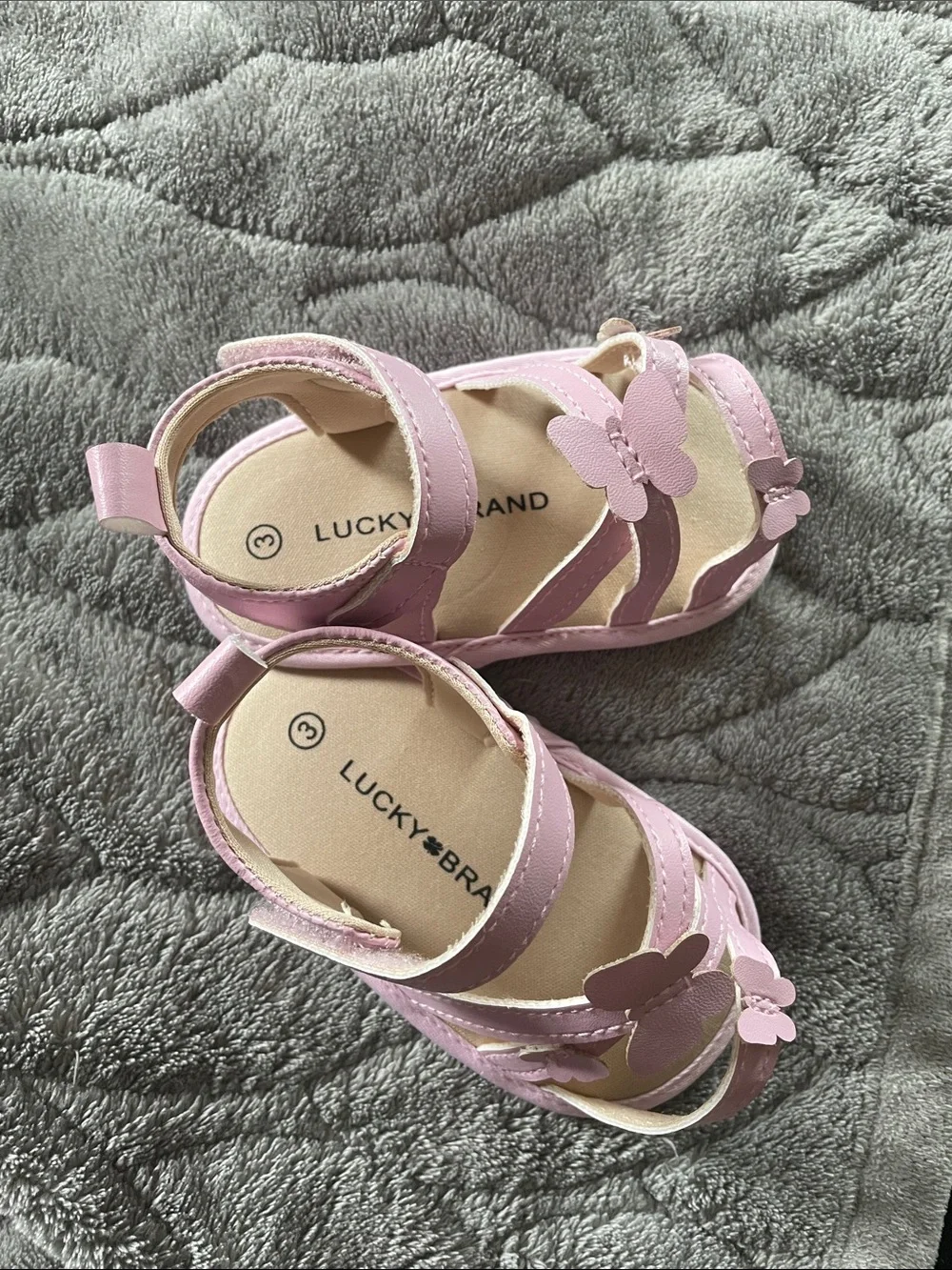 Lucky Brand Light Pink Butterfly Strap Toddler Sandals